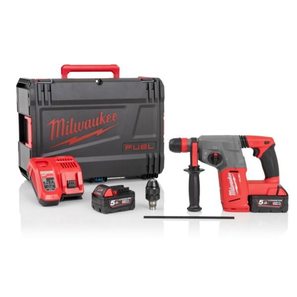 Buy Milwaukee M18CHX-502X M18 FUEL™ 18V SDS+ Hammer Drill Kit - 2x 5Ah Batteries, Charger and Case by Milwaukee for only £425.10