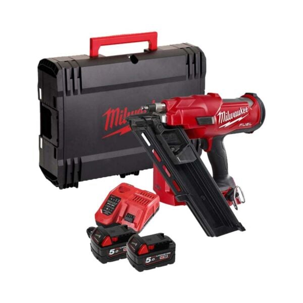 Buy Milwaukee M18FFN-502C M18 FUEL™ 18V Cordless Framing Nailer Kit - 2x 5Ah Batteries, Charger and Case by Milwaukee for only £528.59