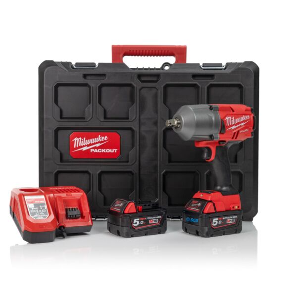 Buy Milwaukee M18FHIWF12-502P Gen2 18V 1/2 1898Nm Impact Wrench 2 x 18V 5.0Ah Batteries Charger and PACKOUT Case Kit by Milwaukee for only £371.18