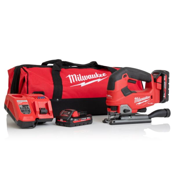 Buy Milwaukee M18FJS-302B M18 FUEL™ 18V D-Handle Jigsaw Kit - 2x 3Ah Batteries, Charger and Bag by Milwaukee for only £325.38