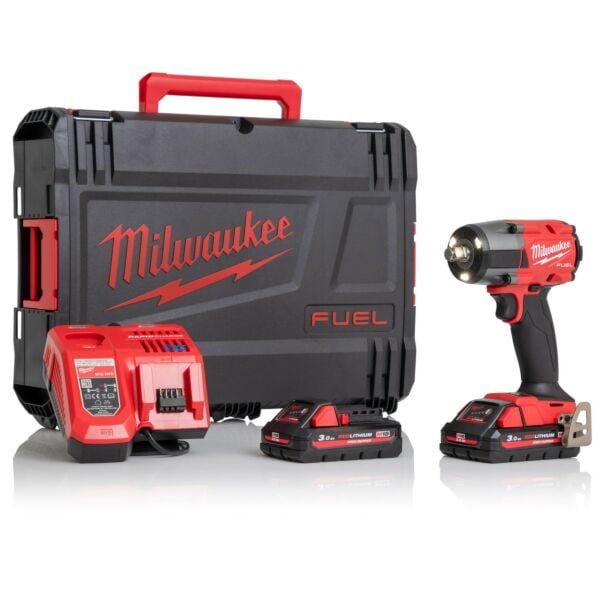 Buy Milwaukee M18FMTIW2F12-302X M18 FUEL™ 18V 1/2" 881Nm Impact Wrench Kit - 2x 3Ah Batteries, Charger and Case by Milwaukee for only £299.98