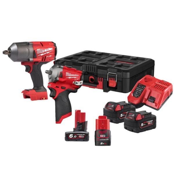 Buy Milwaukee 1/2" High torque and M12 3/8" impact wrench kit by Milwaukee for only £515.99