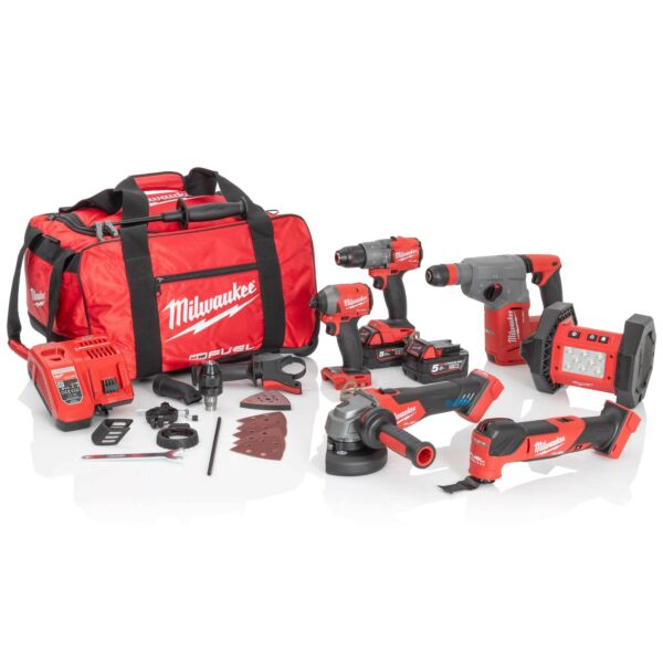 Buy Milwaukee M18FPP6I2-502B 18V FUEL 6 Piece Tool Kit - 2x 5Ah Batteries, Charger and Wheeled Bag by Milwaukee for only £1,040.69