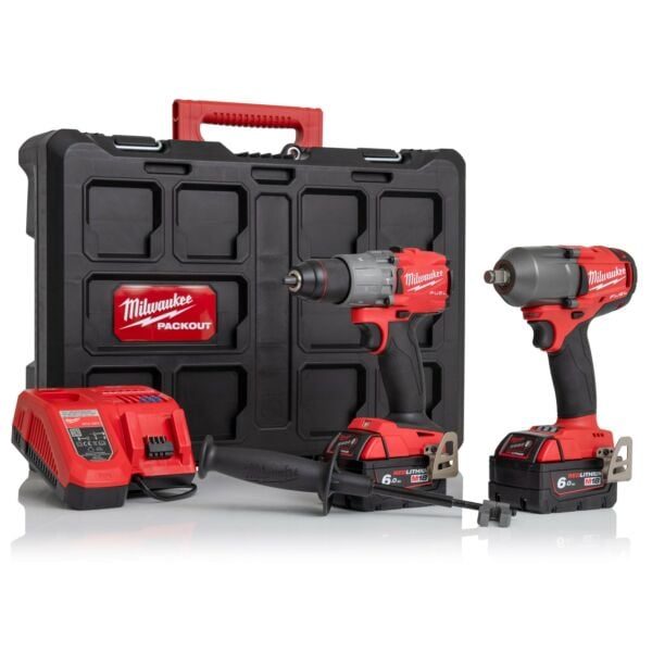 Buy Milwaukee M18FPP2E2-602P FUEL™ Combi Drill and Impact Wrench Kit - 2x 6Ah Batteries, Fast Charger and Packout Case by Milwaukee for only £692.58