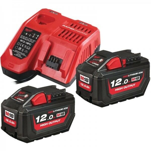 Buy Milwaukee M18HNRG-122 2x 12.0Ah High Output Battery & Fast Charger Pack by Milwaukee for only £346.80