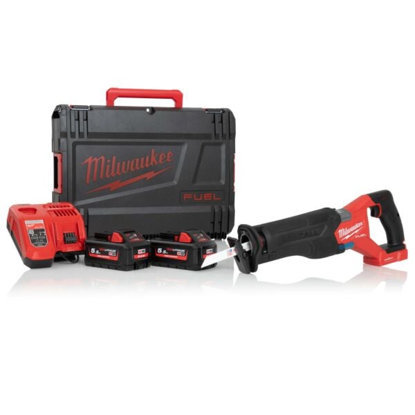 Buy Milwaukee M18ONEFSZ-552X M18 FUEL™ One-Key™ 18V Sawzall Reciprocating Saw Kit - 2x 5.5Ah Batteries, Charger and Case by Milwaukee for only £424.69