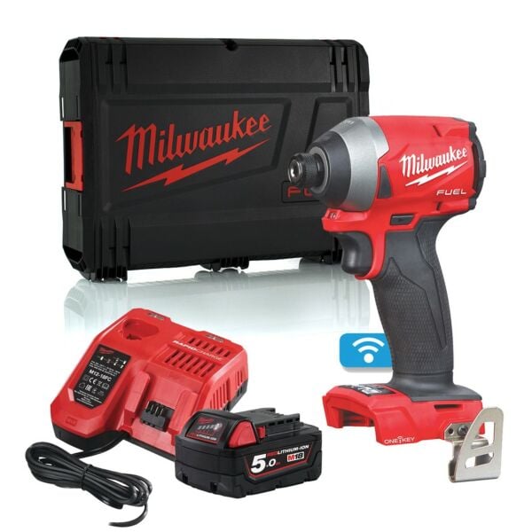 Buy Milwaukee M18ONEID2-501X M18 FUEL™ One-Key™ 18V Impact Driver Kit - 5Ah Battery, Charger and Case by Milwaukee for only £246.04