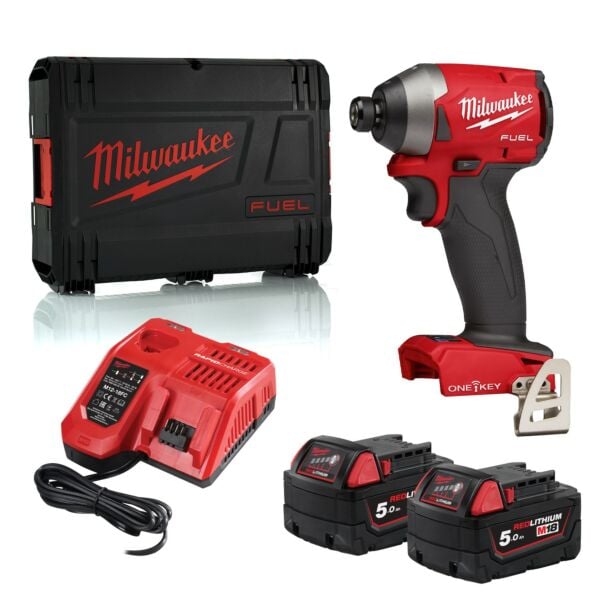 Buy Milwaukee M18ONEID2-502X M18 FUEL™ One-Key™ 18V Impact Driver Kit - 2x 5Ah Batteries, Charger and Case by Milwaukee for only £239.99