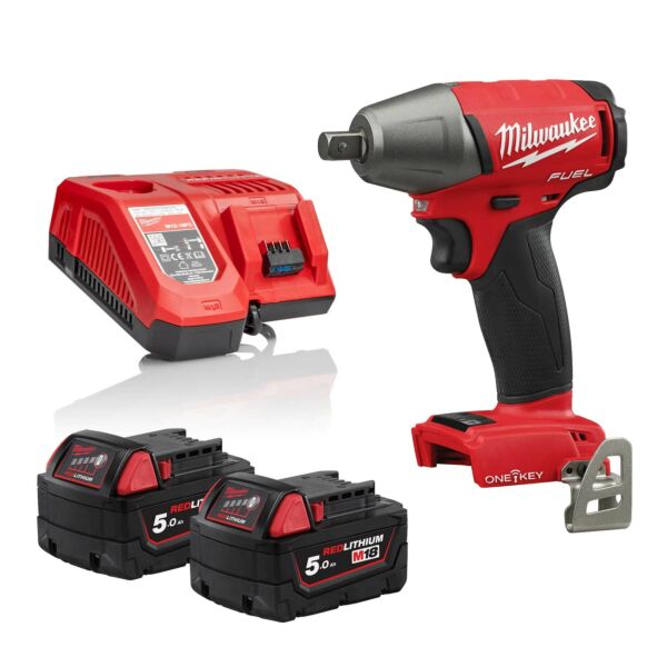 Buy Milwaukee M18ONEIWP12-502 M18 FUEL™ One-Key™ 18V 1/2" 300Nm Impact Wrench Kit - 2x 5Ah Batteries and Charger by Milwaukee for only £505.72
