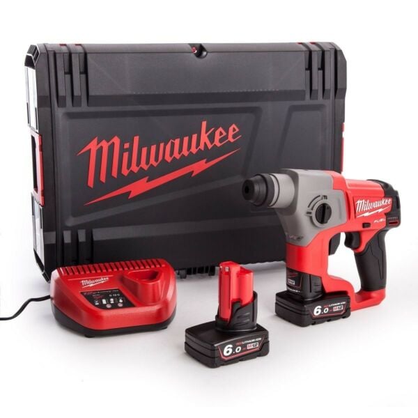 Buy Milwaukee M12CH-602X M12 FUEL™ 12V Compact SDS Hammer Drill Kit - 2x 6Ah Batteries, Charger and Case by Milwaukee for only £258.00