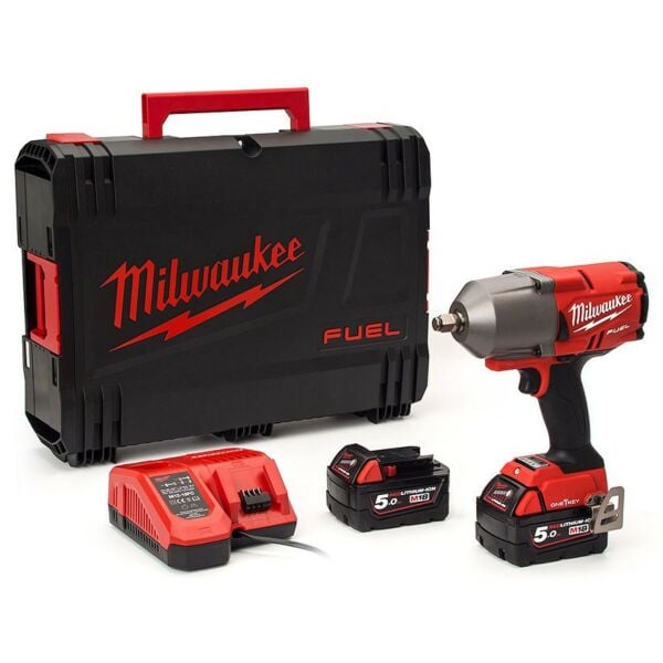 Buy Milwaukee M18ONEFHIWF12-502X M18 FUEL™ One-Key™ 18V 1/2" 1898Nm Impact Wrench Kit - 2x 5Ah Batteries, Charger and Case by Milwaukee for only £368.58