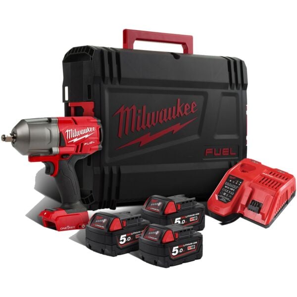 Buy Milwaukee M18ONEFHIWF12-503X M18 FUEL™ One-Key™ 18V 1/2" 1898Nm Impact Wrench Kit - 3x 5Ah Batteries, Charger and Case by Milwaukee for only £443.99