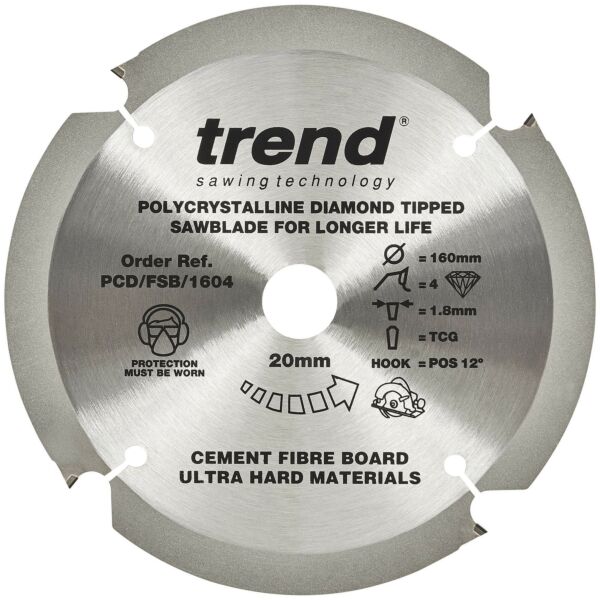Buy Trend PCD/FSB/1604 160mm Fibreboard Sawblade PCD by Trend for only £12.54