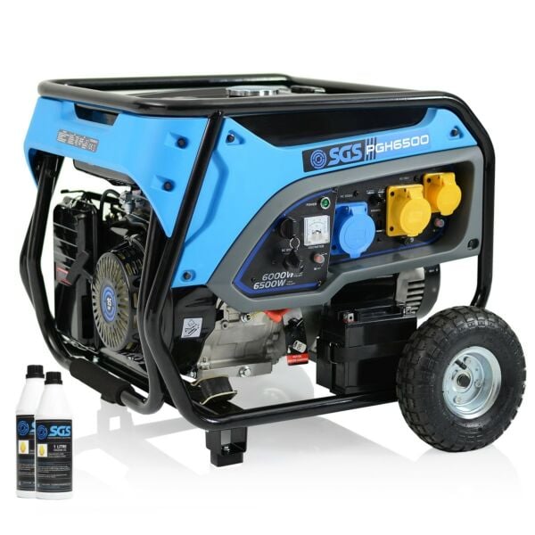 Buy SGS 8.1 kVA Portable Petrol Generator With Electric Start, Wheels & 2x Engine Oil Bottles by SGS for only £499.79