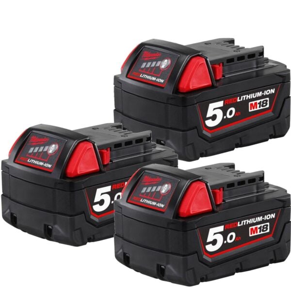 Buy Milwaukee M18B5 18V M18 5Ah Batteries - Pack Of Three by Milwaukee for only £167.51