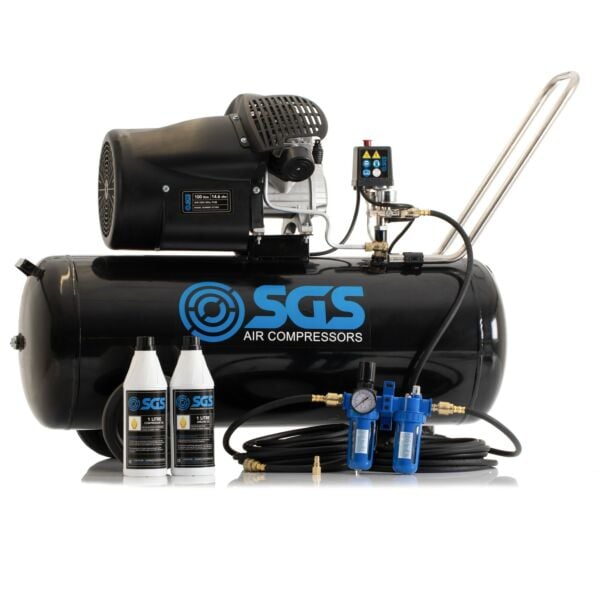 Buy SGS 100 Litre Direct Drive Air Compressor & Starter Kit - 14.6CFM 3.0HP 100L by SGS for only £412.75