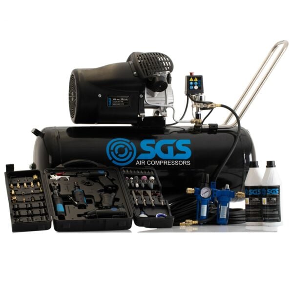 Buy SGS 100 Litre Direct Drive Air Compressor & 71pcs Air Tool Kit - 14.6CFM 3.0HP 100L by SGS for only £400.86