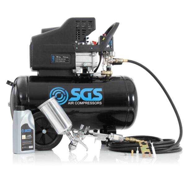 Buy SGS 50 Litre Direct Drive Air Compressor & Spray Gun Kit - 9.6CFM 2.5HP 50L by SGS for only £224.34