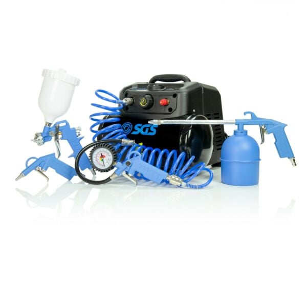 Buy SGS 6L Oil-Free Direct Drive Mini Air Compressor & 5pc Kit by SGS for only £100.79