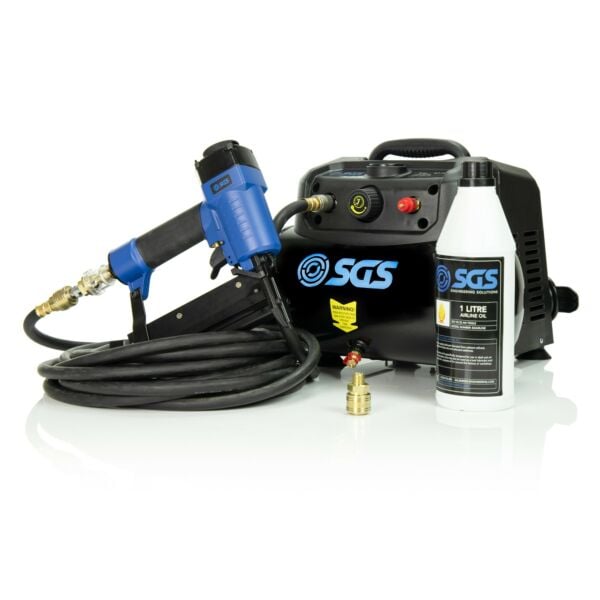 Buy SGS 6L Oil-Free Direct Drive Mini Air Compressor & Nailer Kit by SGS for only £127.19