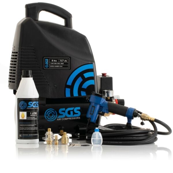 Buy SGS 6 Litre Oil-Less Direct Drive Air Compressor & Staple Gun Kit - 5.7CFM, 1.5HP by SGS for only £116.72