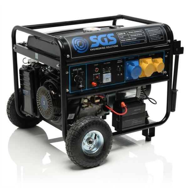 Buy SGS 6.9 kVA / 5.5 kW Portable Petrol Generator With Electric Start & Wheel Kit | 4-Stroke 13 HP by SGS for only £623.98