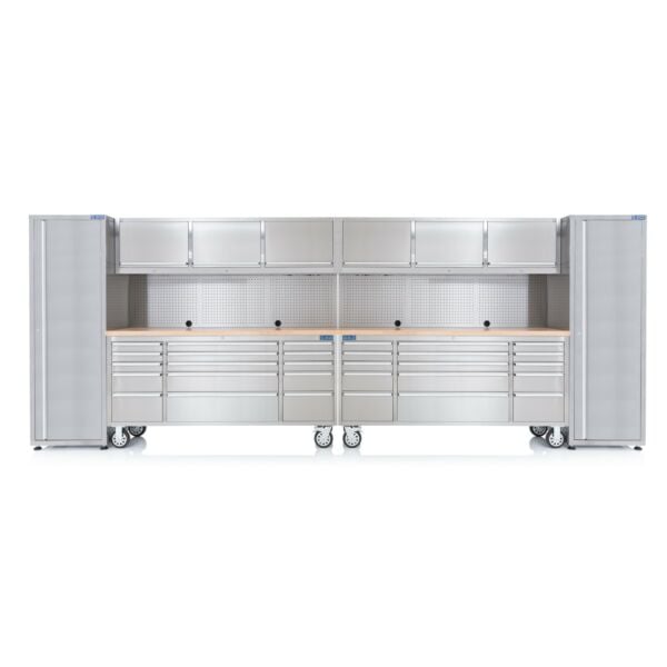 Buy SGS Stainless Steel 30 Drawer Work Bench | 6 Upper Cabinets & 2 Tall Side Cabinets by SGS for only £2,999.99