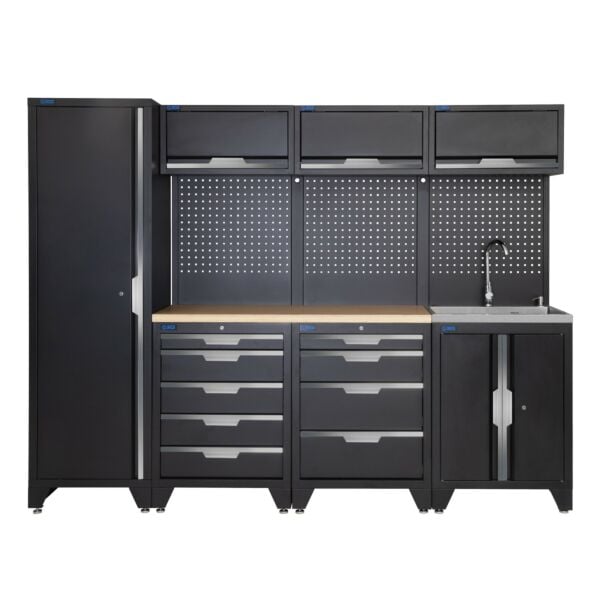 Buy SGS 10pc Garage Storage System with Double Wooden Worktop and Sink Unit by SGS for only £2,065.79