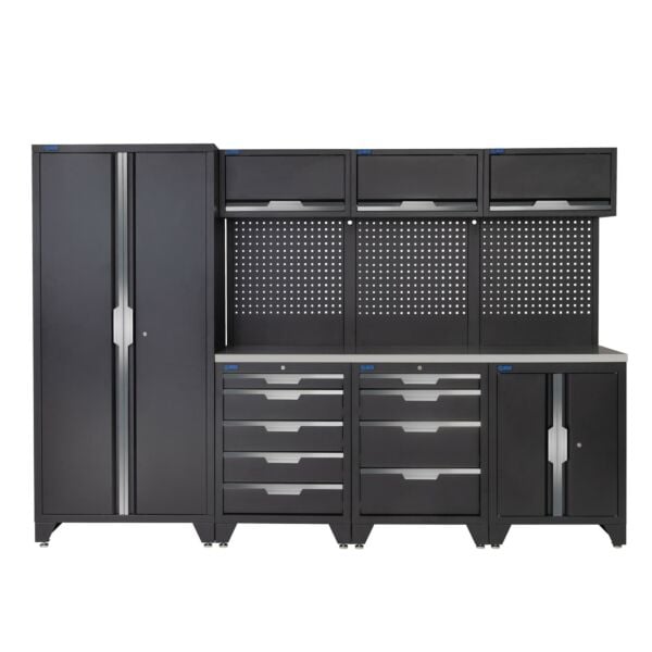 Buy SGS 10pc Garage Storage System with Double Cabinet and Stainless Steel Worktop by SGS for only £2,065.79
