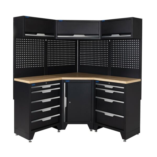 Buy SGS Garage Storage System 10pc Corner Setup - Pressed Wood Worktop with Two Drawer Units by SGS for only £1,959.59