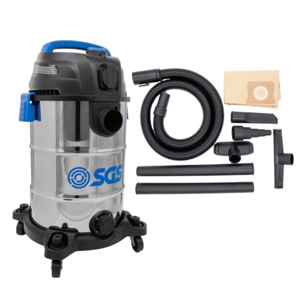 Buy SGS 30 Litre Stainless Steel Wet and Dry Vac with Power Tool Adapter by SGS for only £79.99