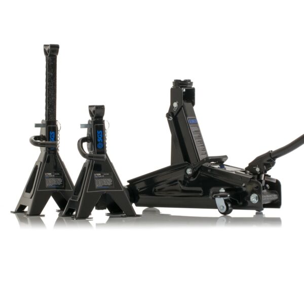 Buy SGS 2 Tonne Car Trolley Jack | 4 Tonne Ratchet Axle Stands by SGS for only £47.99
