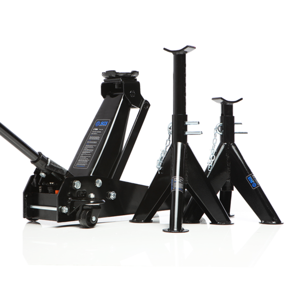Buy SGS 3 Tonne Heavy Duty Garage Trolley Jack and Axle Stands by SGS for only £122.39