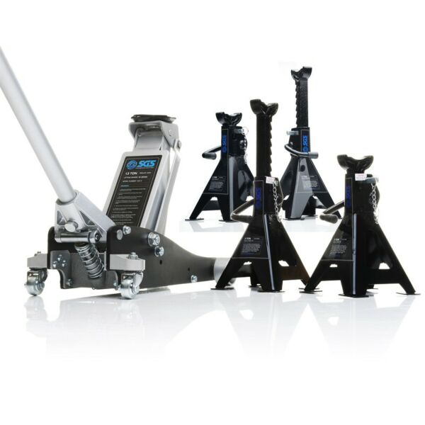 Buy SGS 1.5 Tonne Lightweight Aluminium Chassis Racing Trolley Jack | 4x Axle Stands by SGS for only £185.99