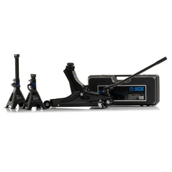 Buy SGS 2 Tonne Low Profile Trolley Jack With Carry Case & Jacking Pad & 2 Axle Stands by SGS for only £82.96