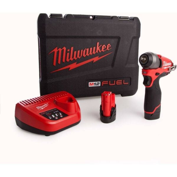 Buy Milwaukee M12BIW14-202C M12 FUEL™ 12V 1/4" 50Nm Impact Wrench Kit - 2x 2Ah Batteries, Charger and Case by Milwaukee for only £135.98