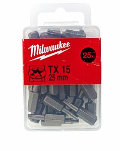 Buy Milwaukee Screwdriving Bit TX Torx Bits 25mm - 25pcs-TX15 by Milwaukee for only £12.60