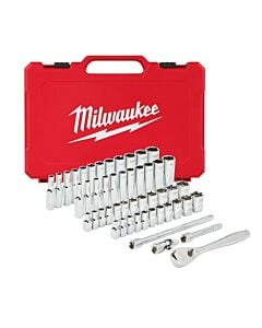 Buy Milwaukee 4932464944 50 pcs Metric & Imperial 1/4 Ratchet + Socket Set by Milwaukee for only £104.98