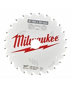 Buy Milwaukee 190 X 30 X 1.6 X 24T Thin Kerf Circular Saw Blade by Milwaukee for only £22.90