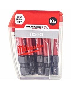 Buy Milwaukee 4932471574 10 Piece Shockwave Impact Duty Bits Set TX30 50mm by Milwaukee for only £7.15