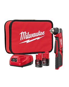 Buy Milwaukee C12RAD-202B M12 12V Right Angle Drill Kit - 2x 2Ah Batteries, Charger and Bag by Milwaukee for only £248.23