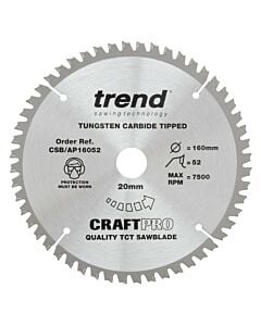 Buy Trend CSB/AP16052 Craft Pro 160mm Saw Blade for Aluminium and Plastic by Trend for only £26.29