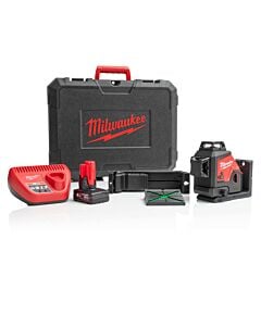 Buy Milwaukee M123PL-401C 12V Green 360° 3-Plane Laser 4Ah Battery Charger and Case by Milwaukee for only £521.93