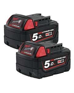 Buy Milwaukee M18B5 18V M18 5Ah Batteries - Pack Of Two by Milwaukee for only £109.14
