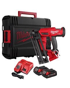 Buy Milwaukee M18FN16GA-202X M18 FUEL 18V 16-Gauge Angled Finish Nailer Kit - 2x 2Ah Batteries, Charger and Case by Milwaukee for only £513.25