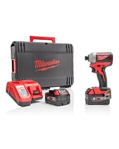 Buy Milwaukee M18BLID2-502X M18 18V Impact Driver Kit - 2x 5Ah Batteries, Charger and Case by Milwaukee for only £207.98