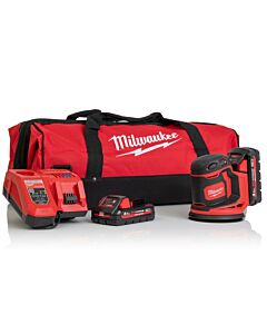 Buy Milwaukee M18BOS125-302B M18 18V Cordless Random Orbital Sander Kit - 2x 3Ah Batteries, Charger and Bag by Milwaukee for only £240.43