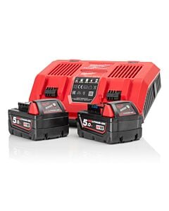 Buy Milwaukee M18DFC Dual Charger and 2 x M18B5 Batteries Bundle by Milwaukee for only £254.81
