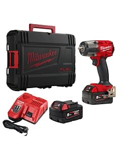 Buy Milwaukee M18FMTIW2F38-502X M18 FUEL™ 18V 3/8" 881Nm Impact Wrench Kit - 2x 5Ah Batteries, Charger and Case by Milwaukee for only £345.60