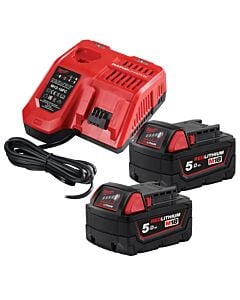 Buy Milwaukee M18NRG-502 2x 18V 5.0Ah Batteries & Rapid Fast Charger Bundle by Milwaukee for only £137.38